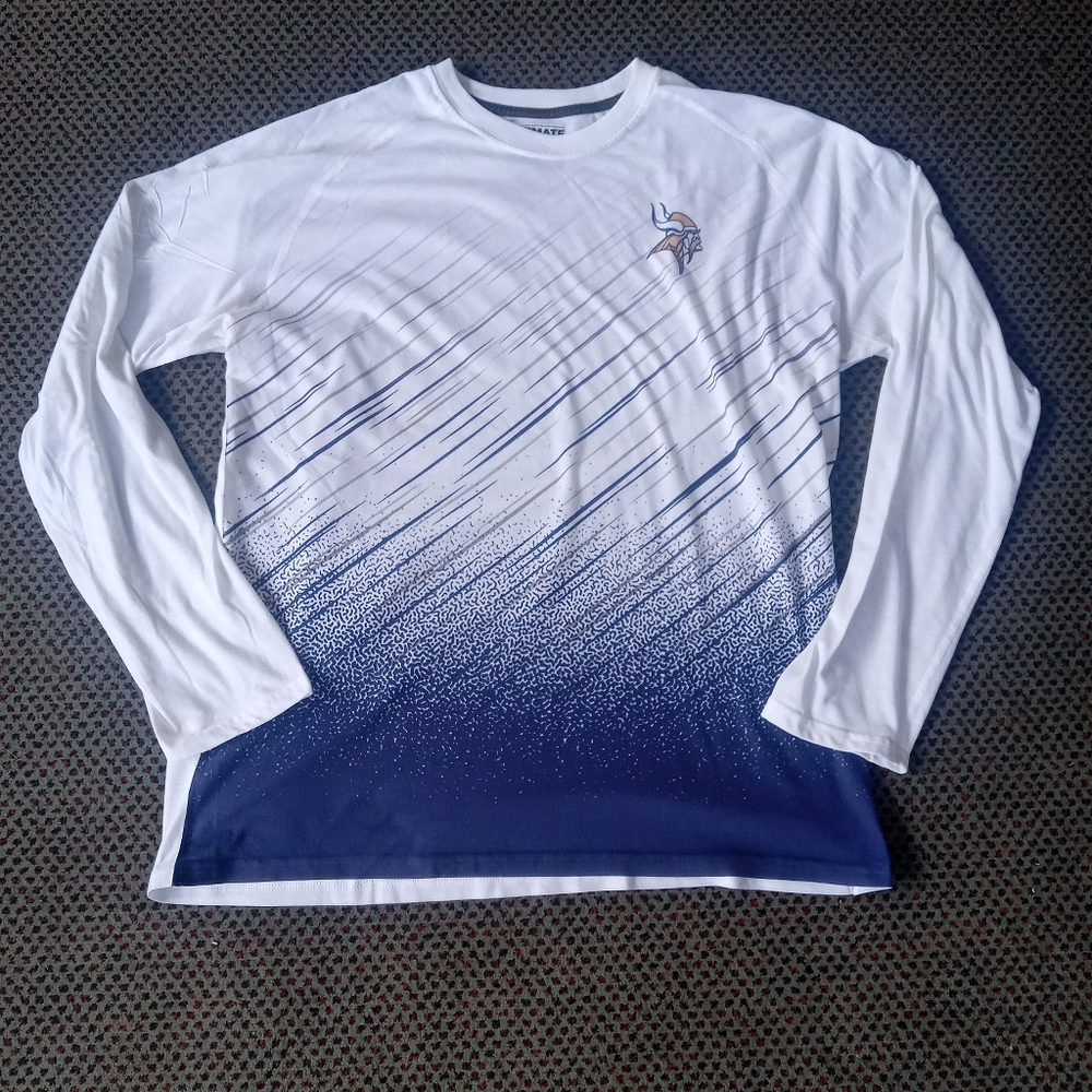 adidas White and Blue Long Sleeve Tee